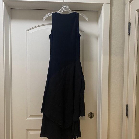 Inzio Dress Womens Small Black Asymmetrical Hem Pocket Lagenlook Boho - Picture 4 of 4